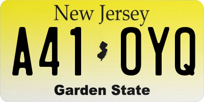 NJ license plate A41OYQ