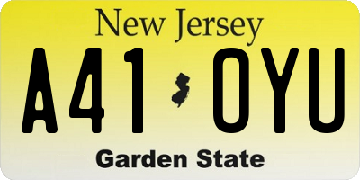 NJ license plate A41OYU