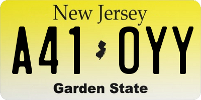 NJ license plate A41OYY