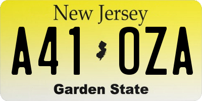 NJ license plate A41OZA