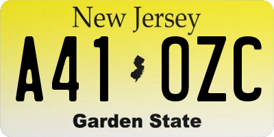 NJ license plate A41OZC