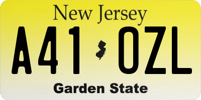 NJ license plate A41OZL