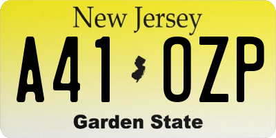 NJ license plate A41OZP