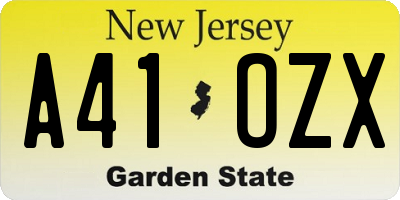 NJ license plate A41OZX