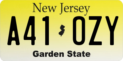 NJ license plate A41OZY