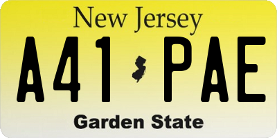 NJ license plate A41PAE