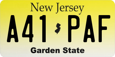 NJ license plate A41PAF