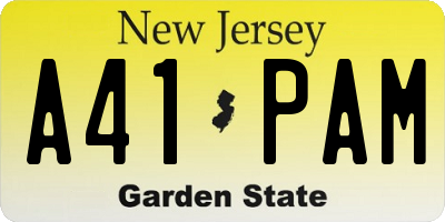 NJ license plate A41PAM