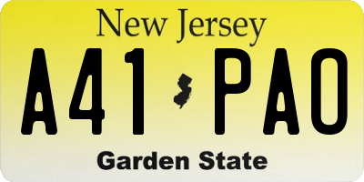 NJ license plate A41PAO