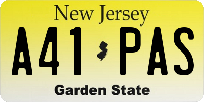 NJ license plate A41PAS