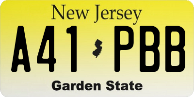 NJ license plate A41PBB