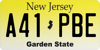 NJ license plate A41PBE