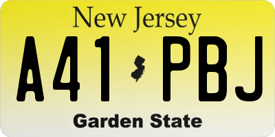 NJ license plate A41PBJ