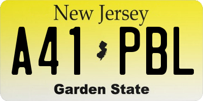 NJ license plate A41PBL