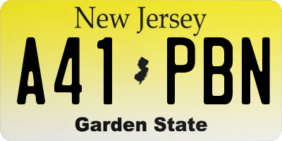 NJ license plate A41PBN