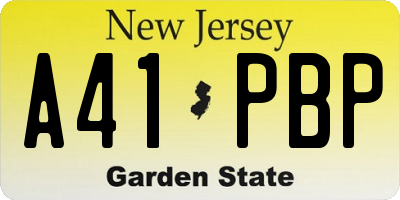 NJ license plate A41PBP