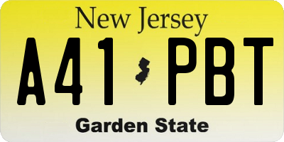 NJ license plate A41PBT