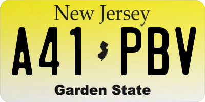NJ license plate A41PBV