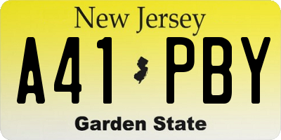 NJ license plate A41PBY