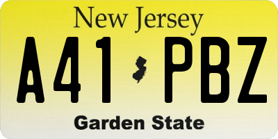 NJ license plate A41PBZ