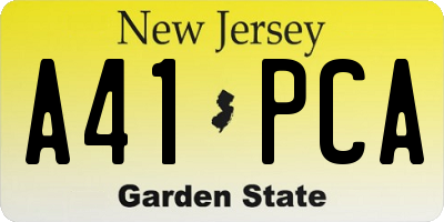 NJ license plate A41PCA