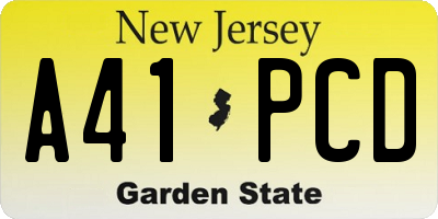 NJ license plate A41PCD