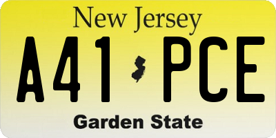 NJ license plate A41PCE