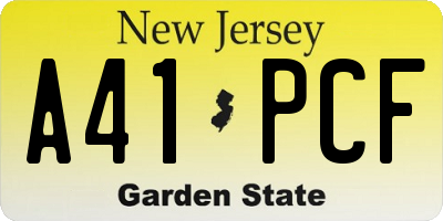 NJ license plate A41PCF