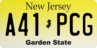 NJ license plate A41PCG