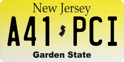 NJ license plate A41PCI
