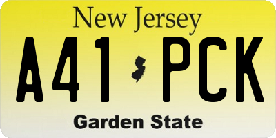 NJ license plate A41PCK