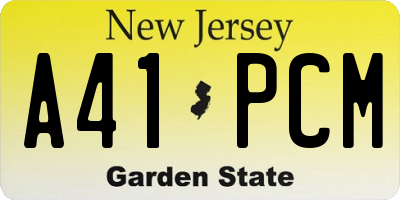 NJ license plate A41PCM