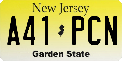 NJ license plate A41PCN