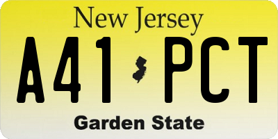 NJ license plate A41PCT