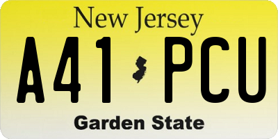 NJ license plate A41PCU