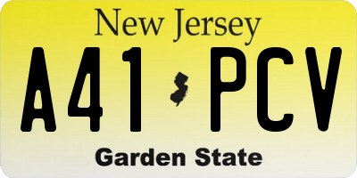 NJ license plate A41PCV