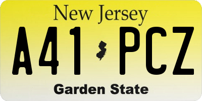 NJ license plate A41PCZ