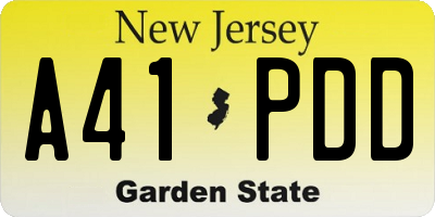 NJ license plate A41PDD