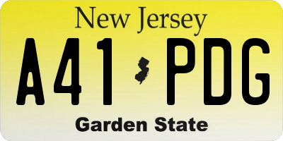 NJ license plate A41PDG