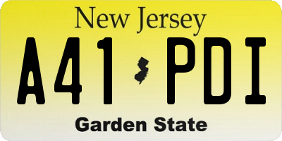 NJ license plate A41PDI