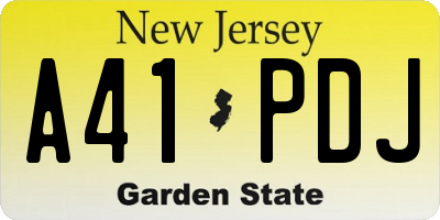 NJ license plate A41PDJ