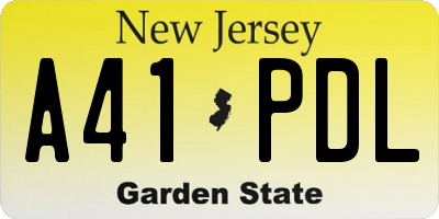 NJ license plate A41PDL
