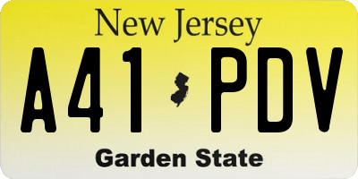 NJ license plate A41PDV