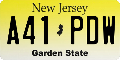 NJ license plate A41PDW