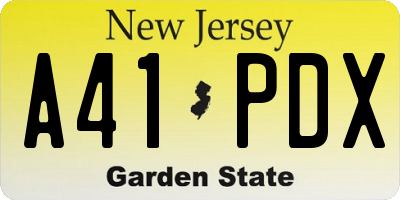 NJ license plate A41PDX