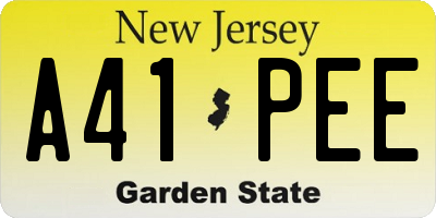 NJ license plate A41PEE