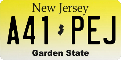 NJ license plate A41PEJ