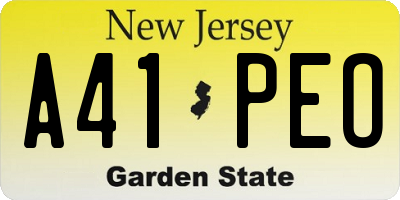 NJ license plate A41PEO
