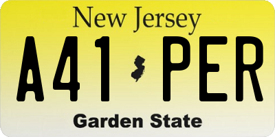 NJ license plate A41PER