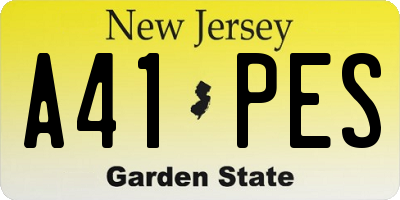 NJ license plate A41PES
